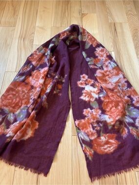 J. Jill Wool Floral Lightweight Large Scarf